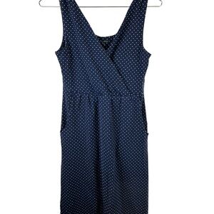 Garnet Hill Polka Dot Sleeveless Navy Dress